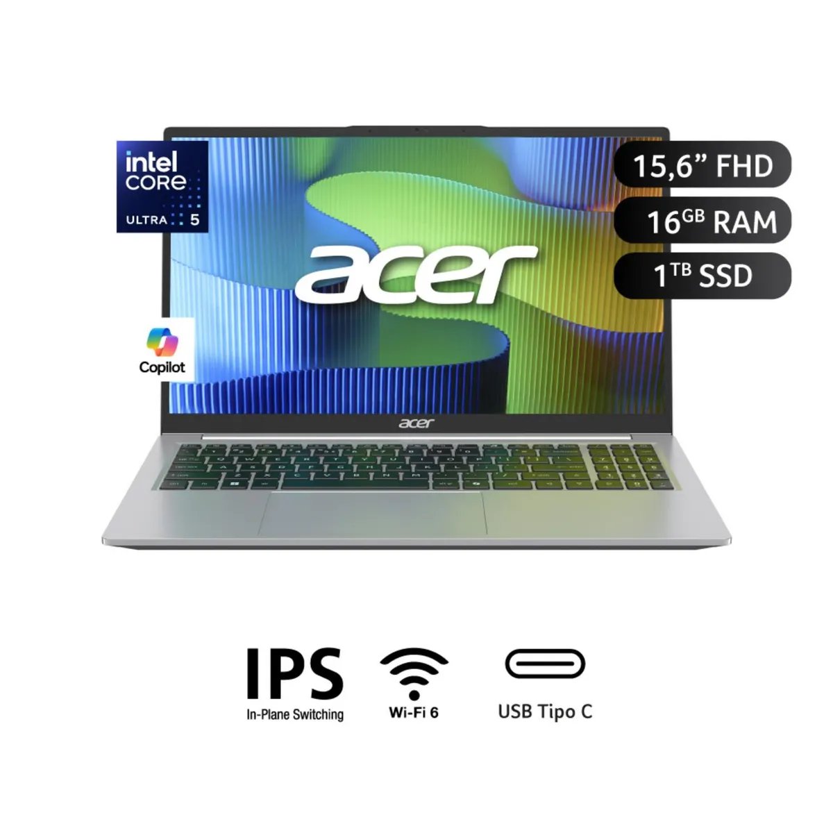 ACER - Laptop Acer Aspire Go 15.6" Intel Core Ultra 5 115U 16GB + 1TB