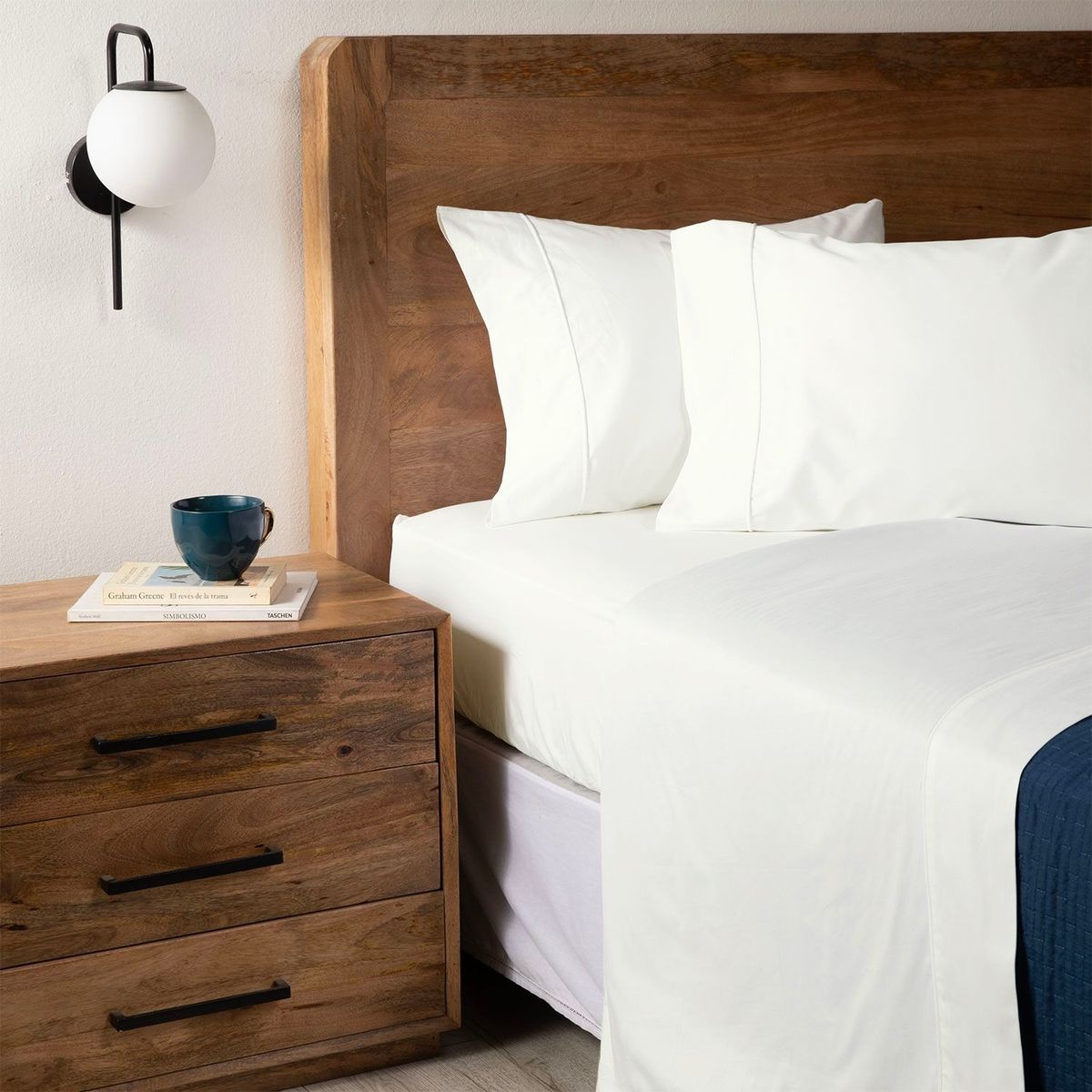 BASEMENT HOME - Juego de Sábanas Lisas 100% Algodón 300 Hilos