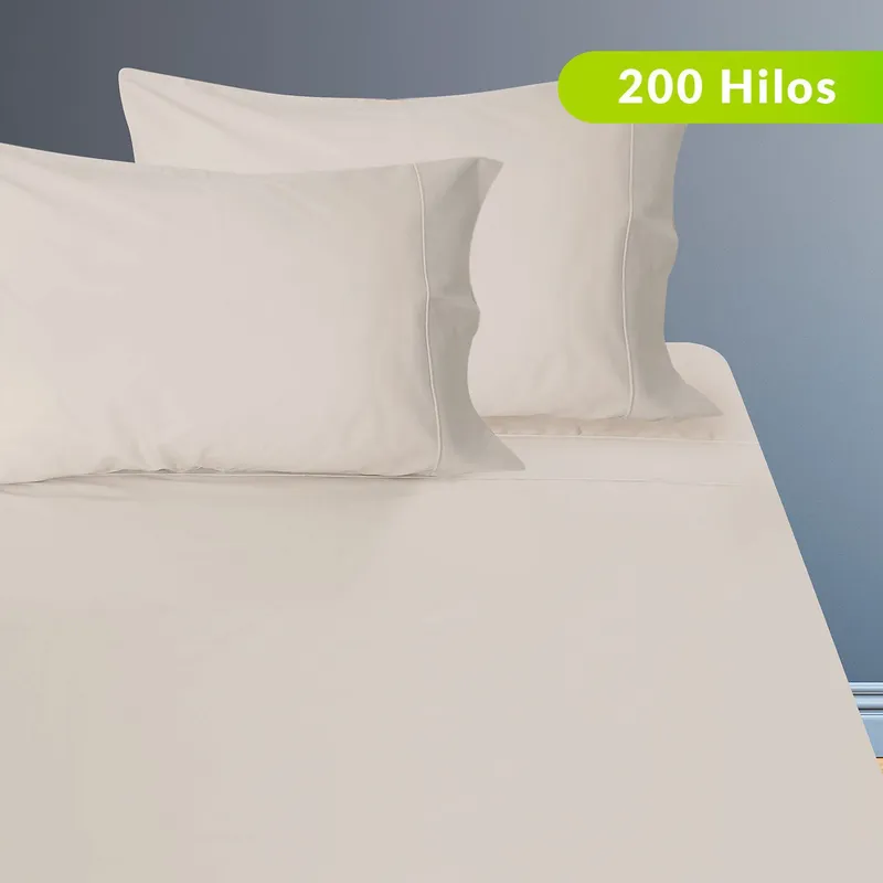 BASEMENT HOME - Juego de Sábanas Lisas 100% Algodón 200 Hilos