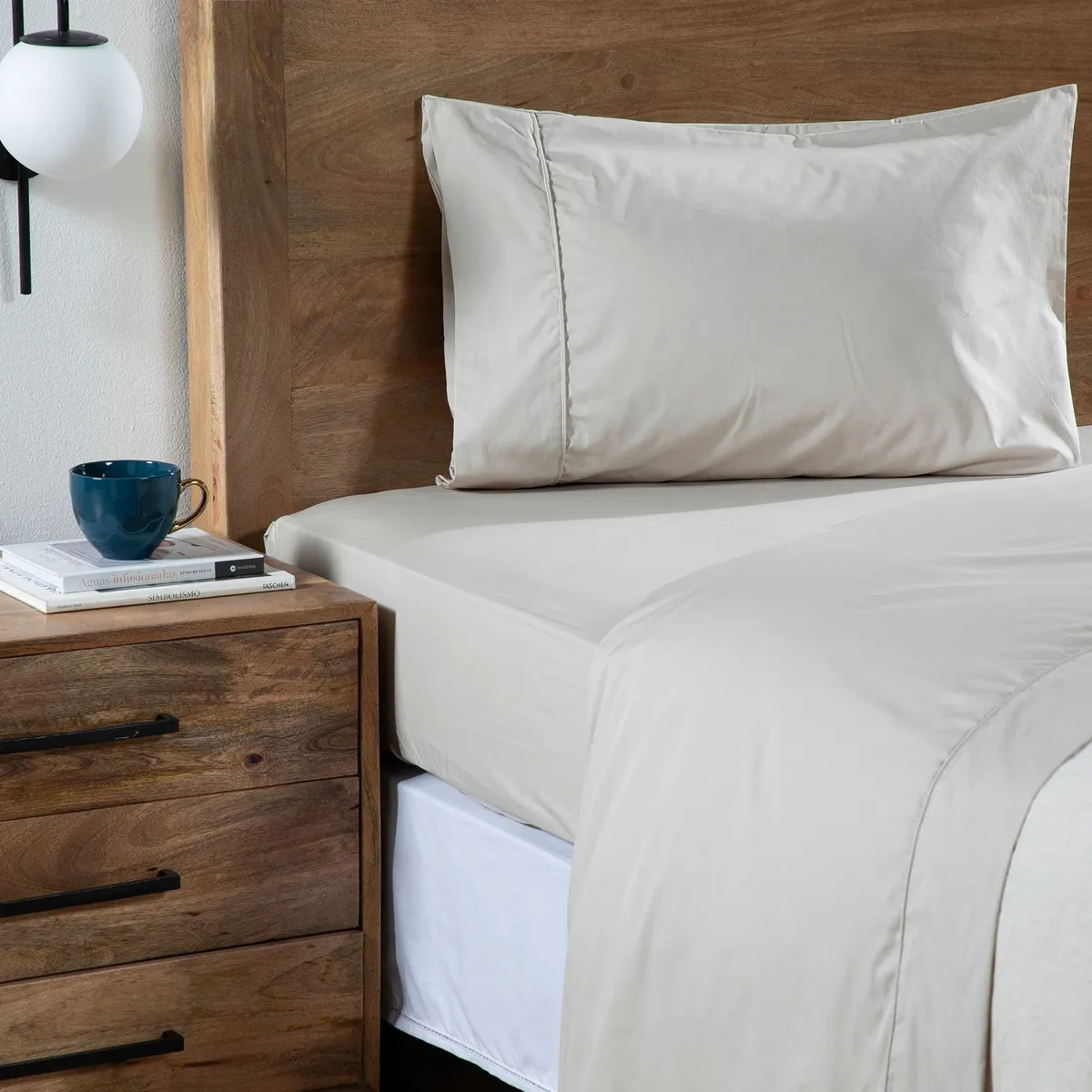 BASEMENT HOME - Juego de Sábanas Lisas 100% Algodón 300 Hilos