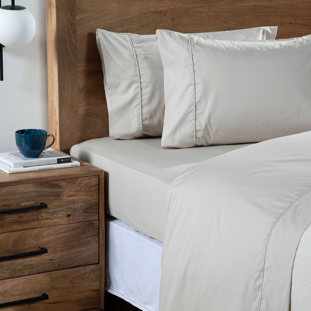 BASEMENT HOME - Juego de Sábanas Lisas 100% Algodón 300 Hilos