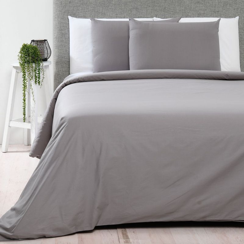 BASEMENT HOME - Funda Plumón 100% Algodón 200 Hilos Gris
