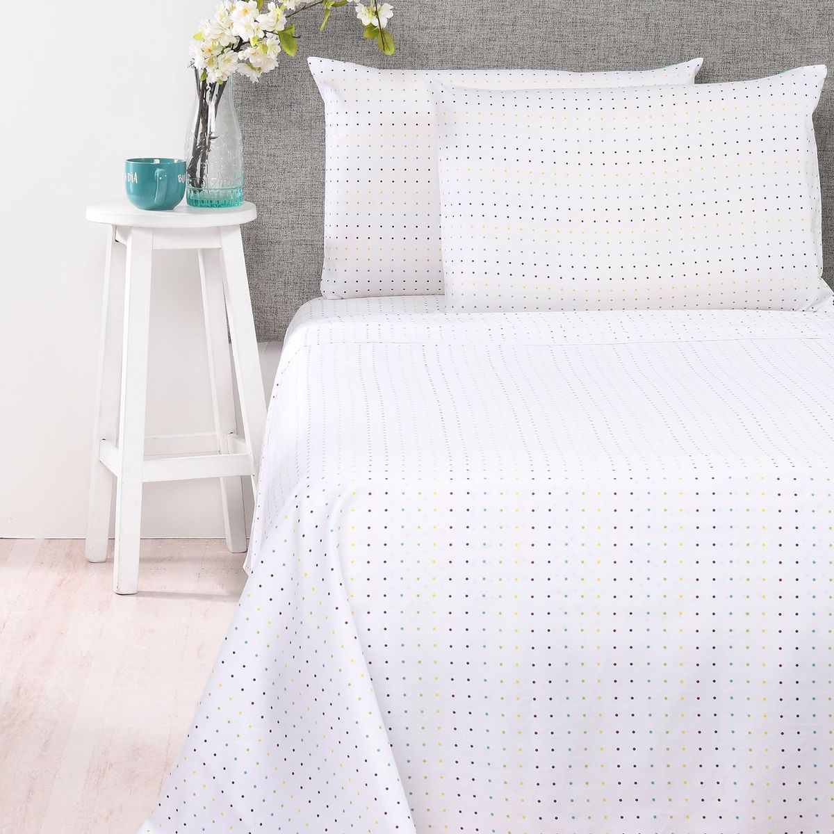 BENETTON - Juego de Sábanas Dots 100% Algodón 250 Hilos Benetton