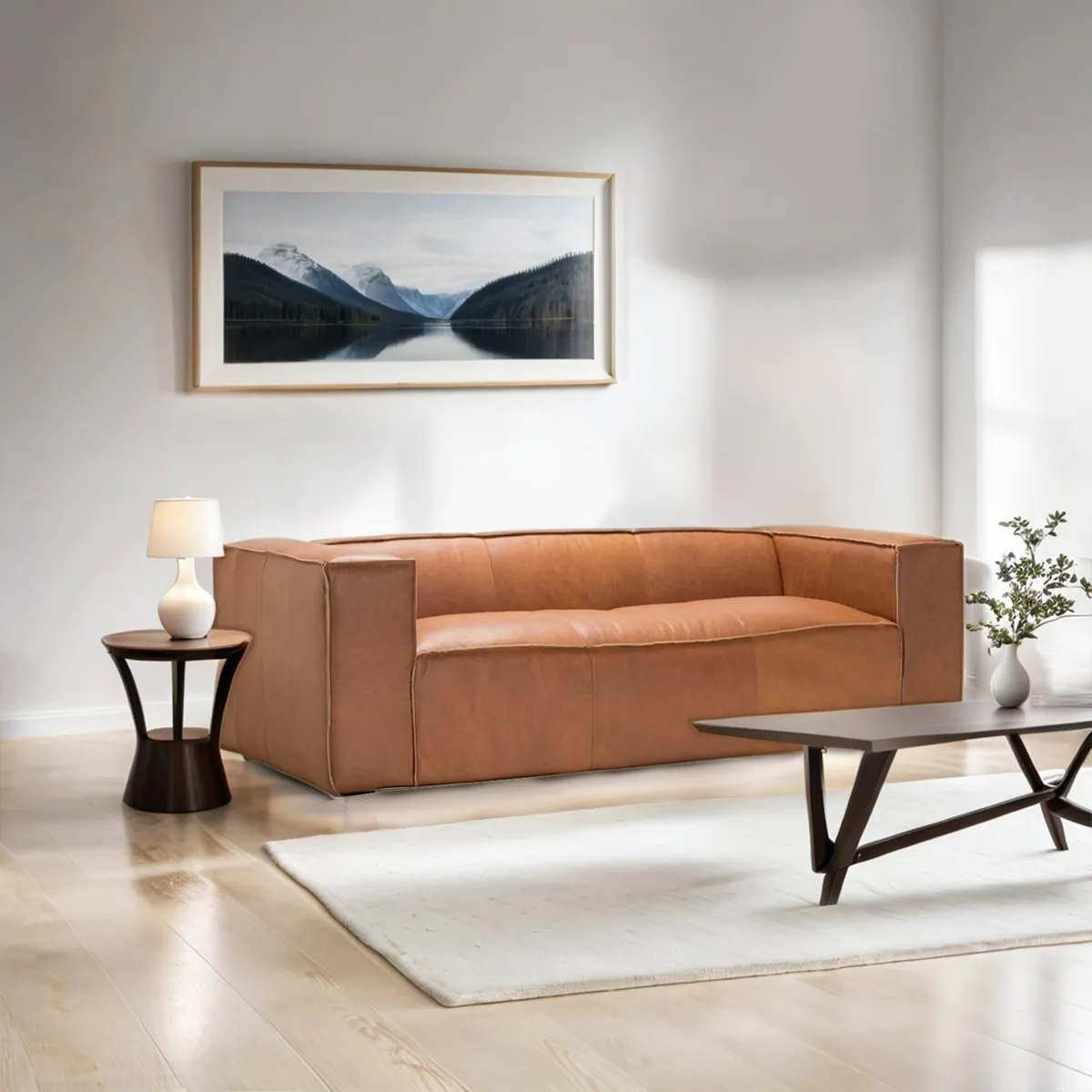 BASEMENT HOME - Sofá Kent 3 Cuerpos de Cuero