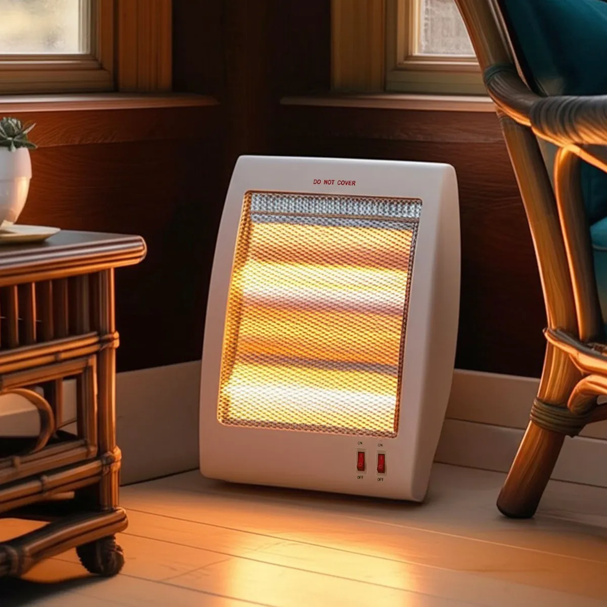 RECCO - Calefactor Eléctrica Recco 800W Halógena Compacta Blanca