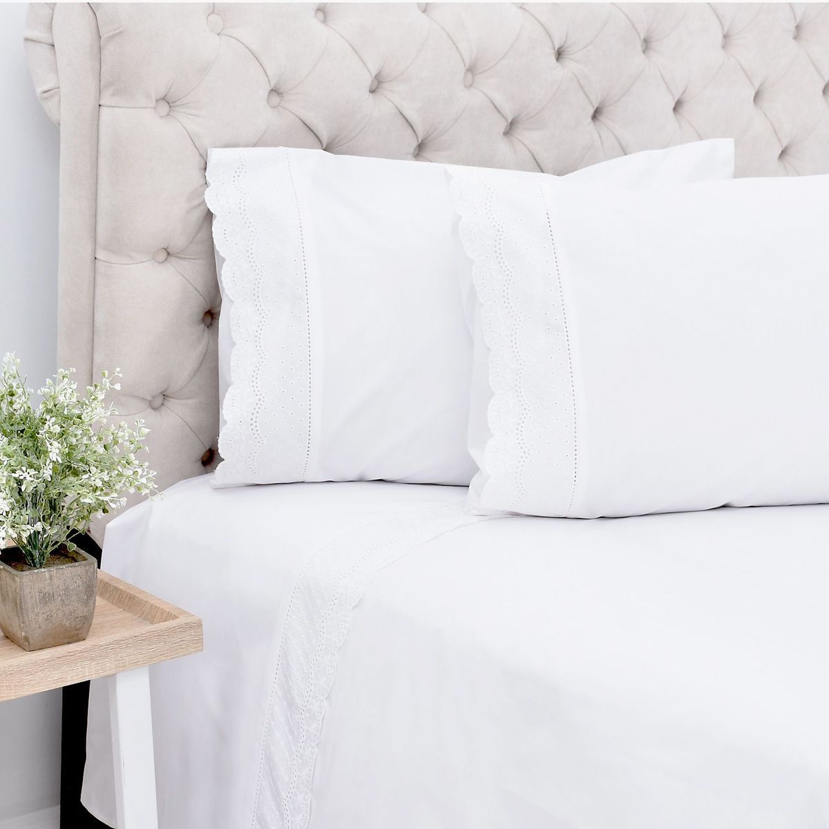 ROBERTA ALLEN - Juego de Sábanas Bordadas Broderie Premium 180 Hilos