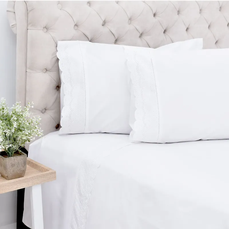 ROBERTA ALLEN - Juego de Sábanas Bordadas Broderie Premium 180 Hilos