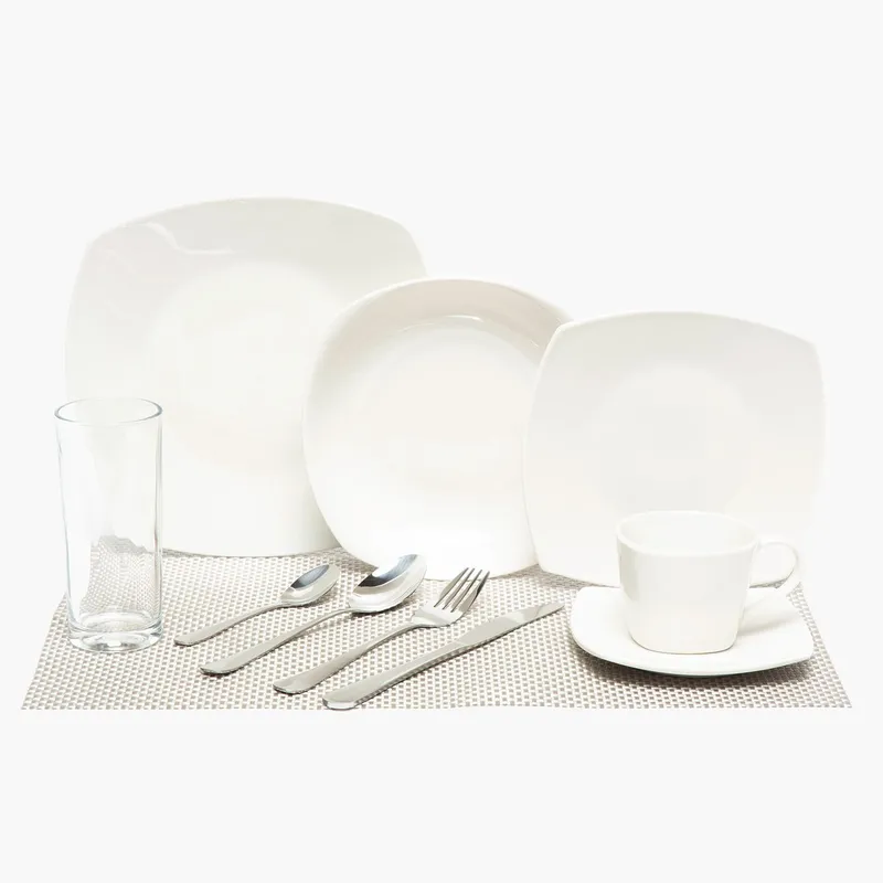 MICA - Juego de Vajilla Combo Blanco Porcelana 44 Piezas