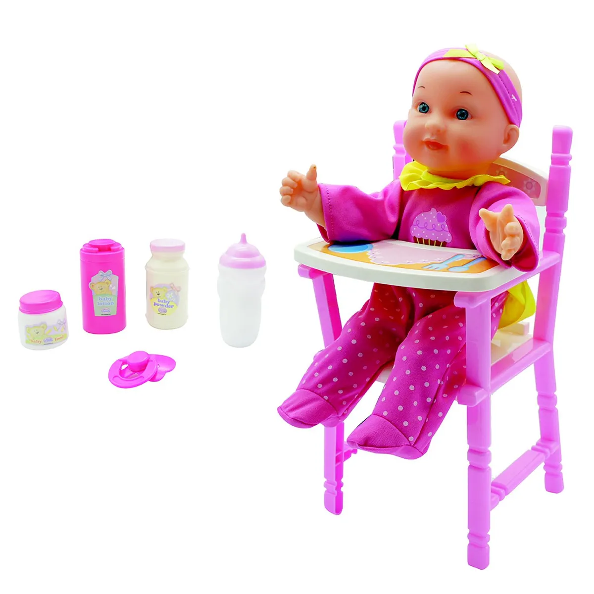 UNEEDA - Muñeca Con Silla De Comer Y Accesorios Uneeda