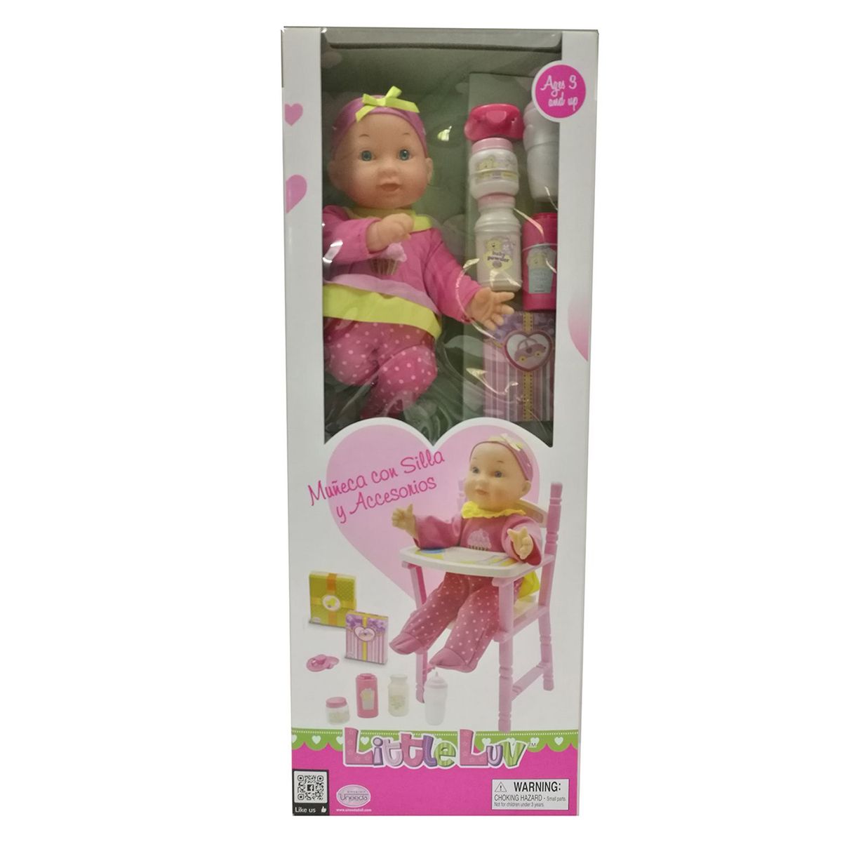 UNEEDA - Muñeca Con Silla De Comer Y Accesorios Uneeda