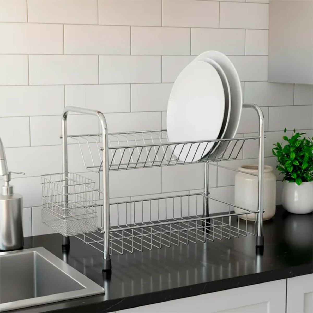 MICA - Escurridor Acero Inoxidable de 2 Pisos