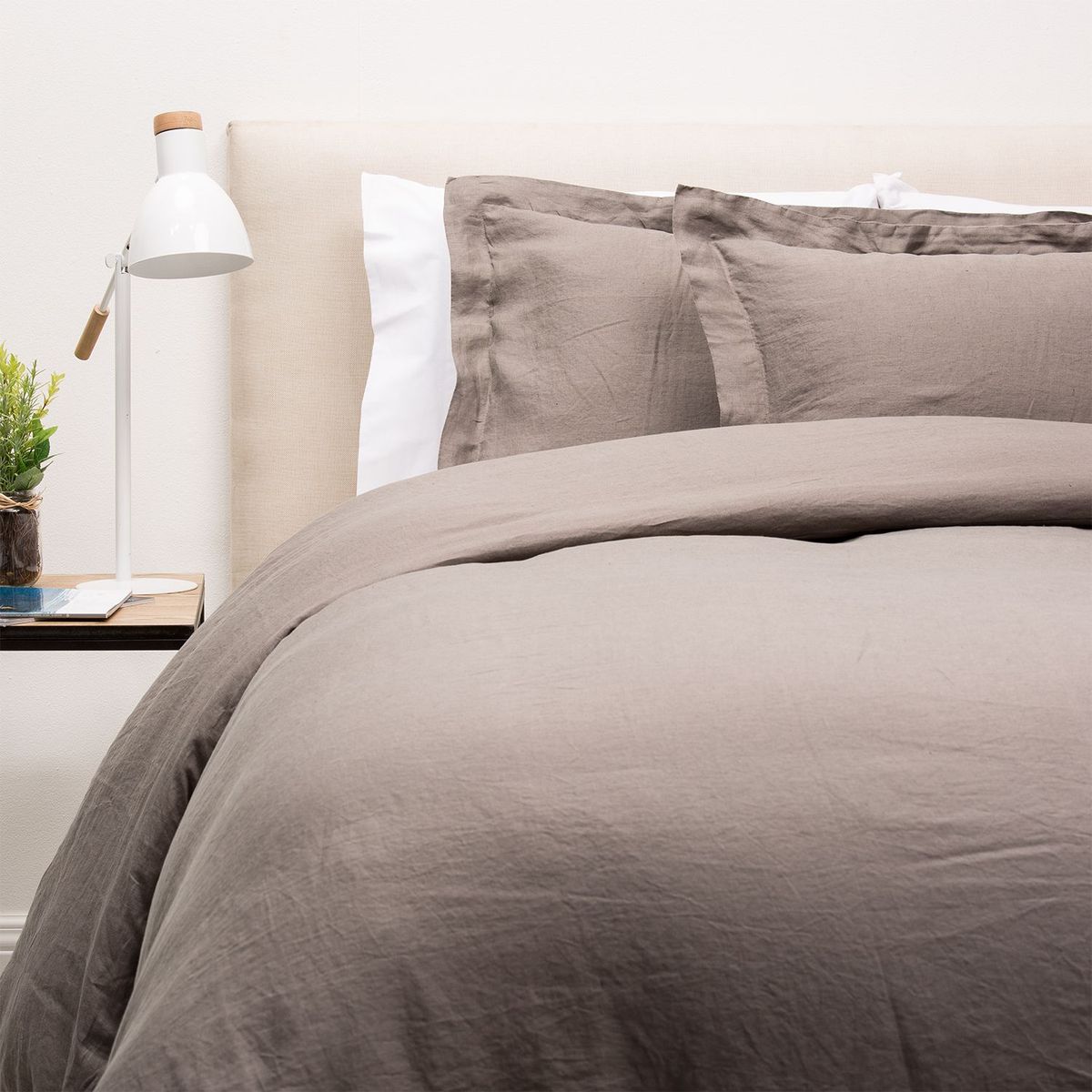 BASEMENT HOME - Funda Plumón Lisa Gris 100% Lino