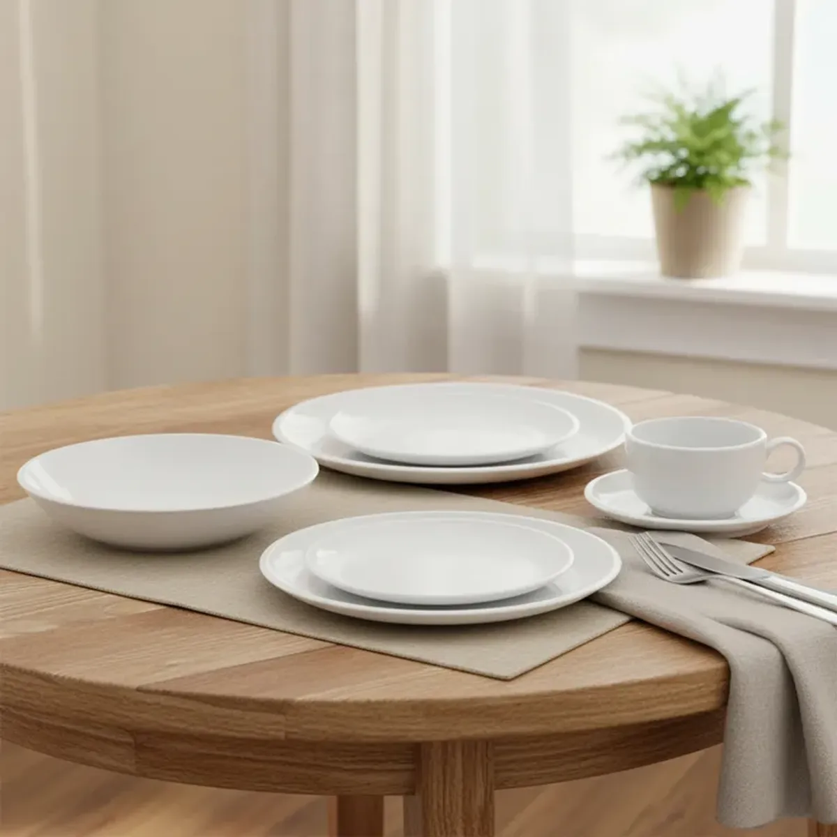 BASEMENT HOME - Juego de Vajilla 30 Piezas Porcelana Flat Edge