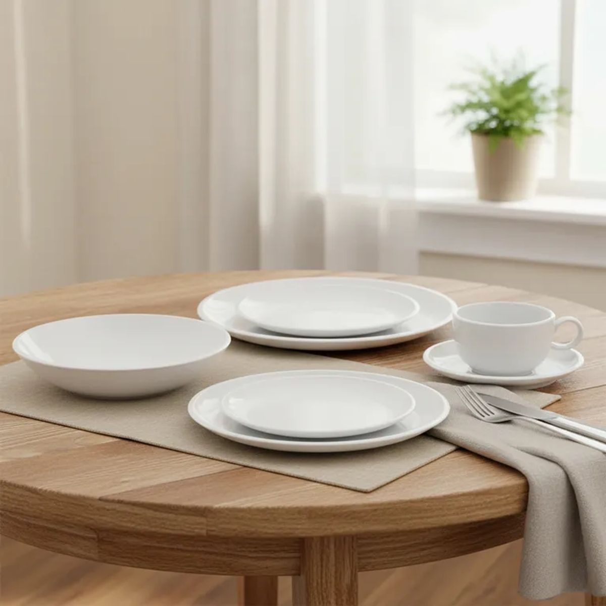 BASEMENT HOME - Juego de Vajilla 30 Piezas Porcelana Flat Edge