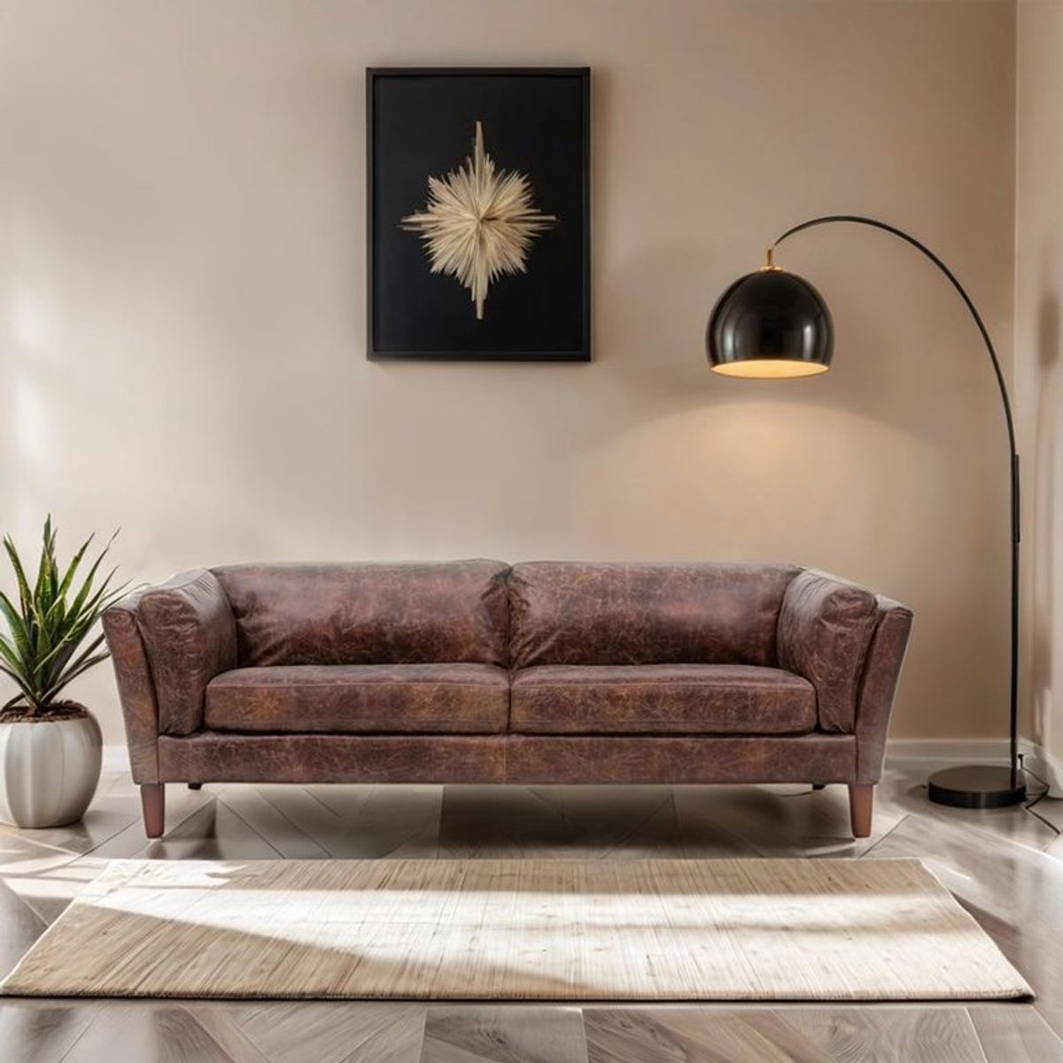 BASEMENT HOME - Sofá Borg 3 Cuerpos de Cuero