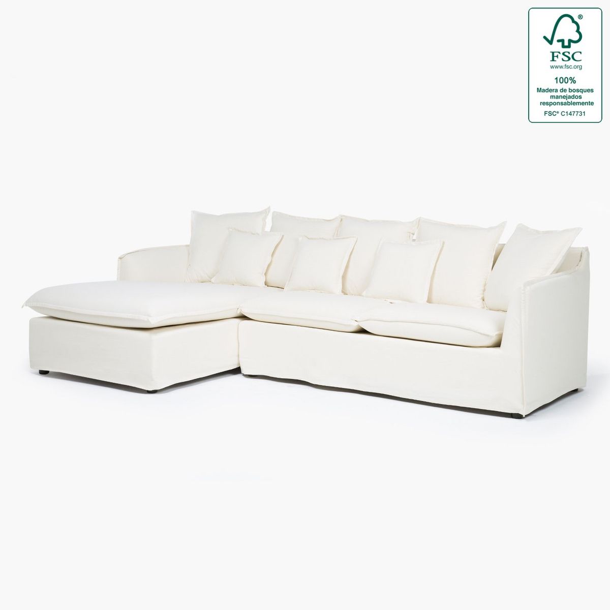 BASEMENT HOME - Seccional Atlanta 4 Cuerpos Izquierdo con Cojines de Plumas