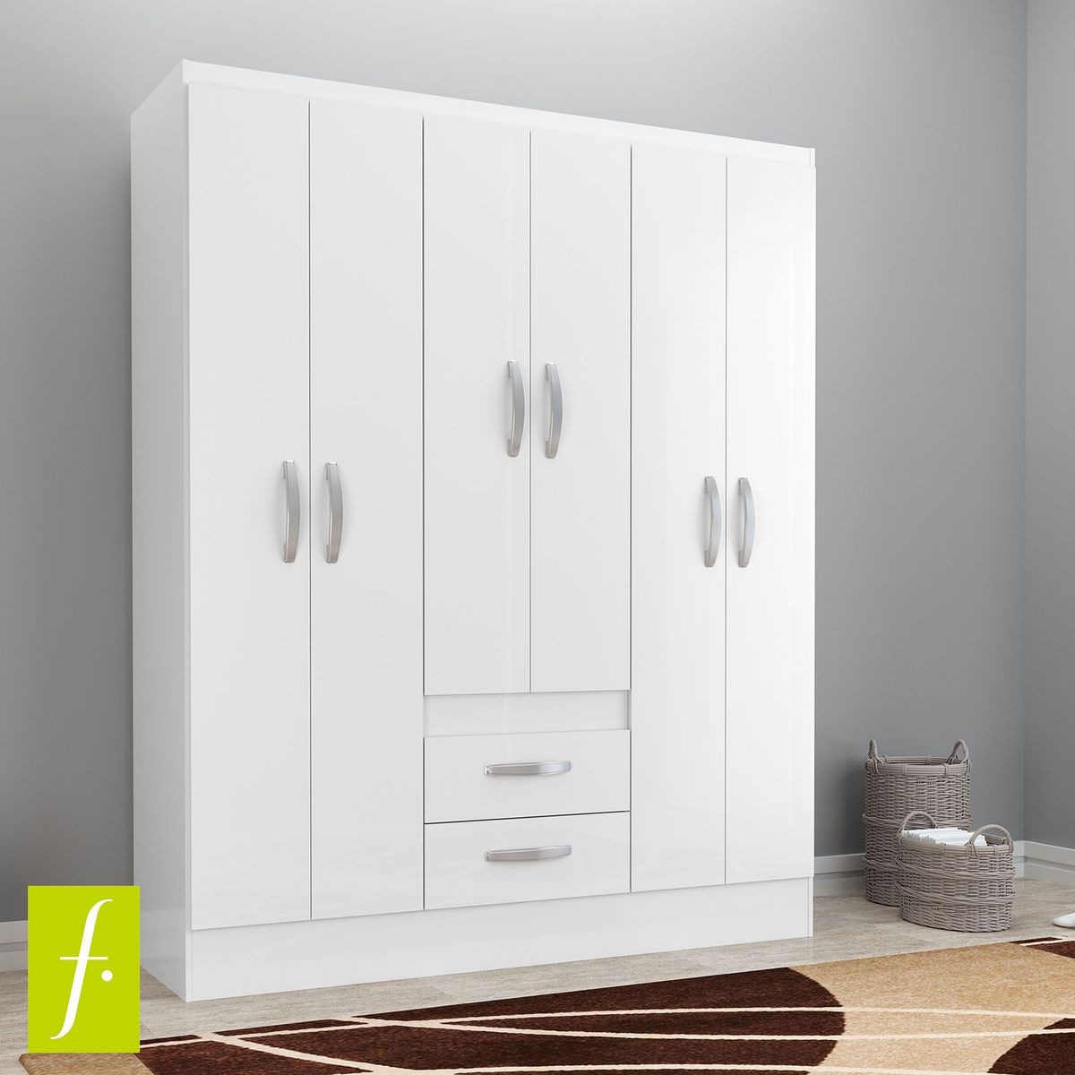 MICA - Ropero Canela 6 Puertas 2 Cajones