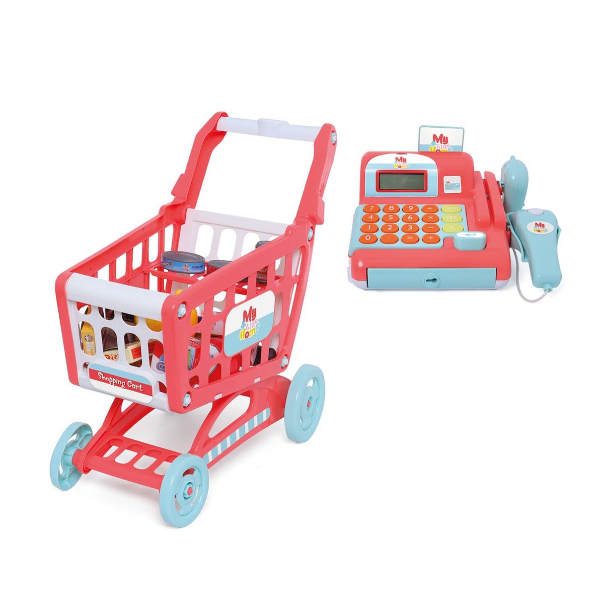 MY LITTLE HOME - Set 2 en 1 Caja Registradora + Carro de Supermercado