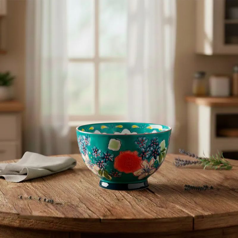 ROBERTA ALLEN - Bowl Cerámica 16 cm Flori Turquesa