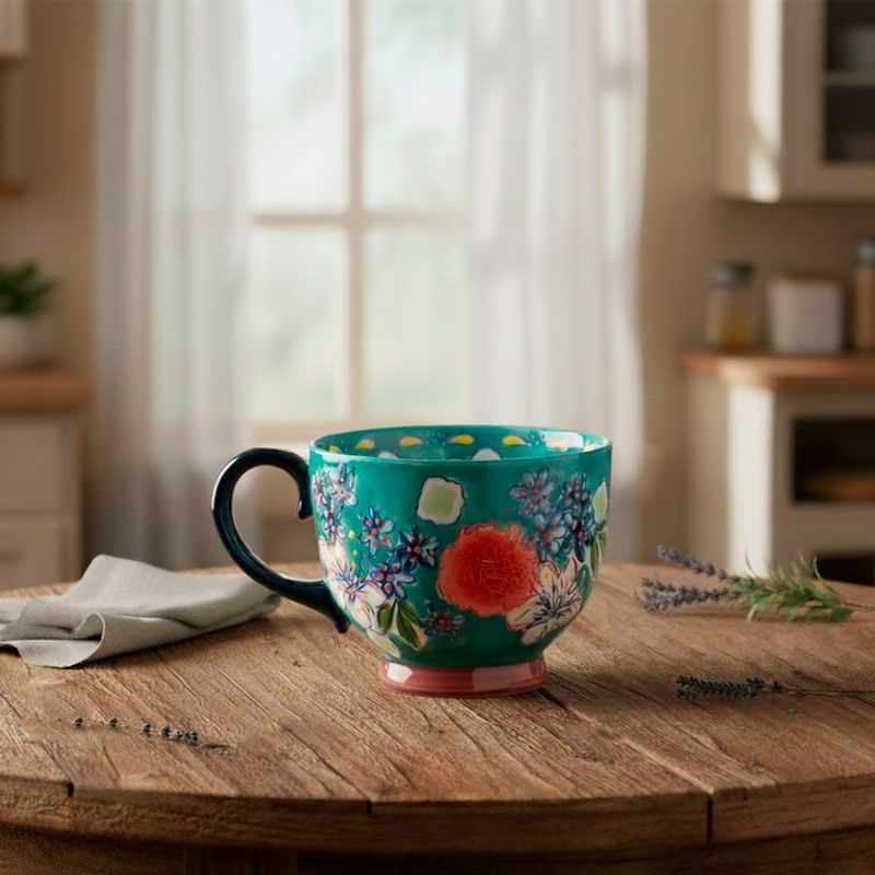 ROBERTA ALLEN - Taza Cerámica 15 cm Flori Turquesa