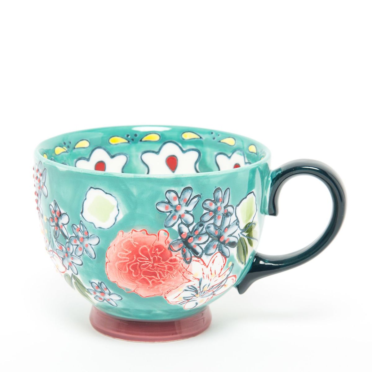 ROBERTA ALLEN - Taza Cerámica 15 cm Flori Turquesa