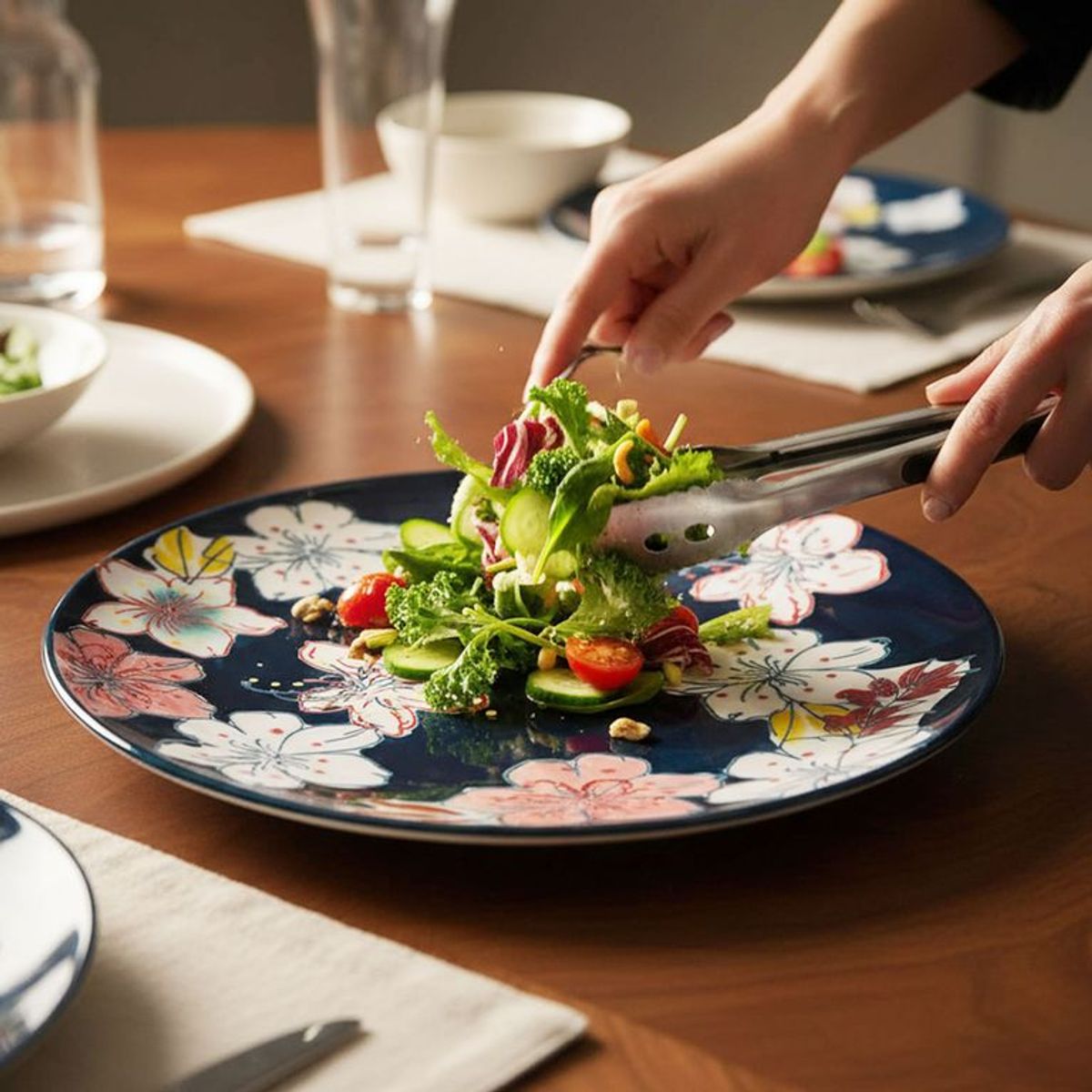 ROBERTA ALLEN - Plato de Ensalada Cerámica 21 cm Flori Azul