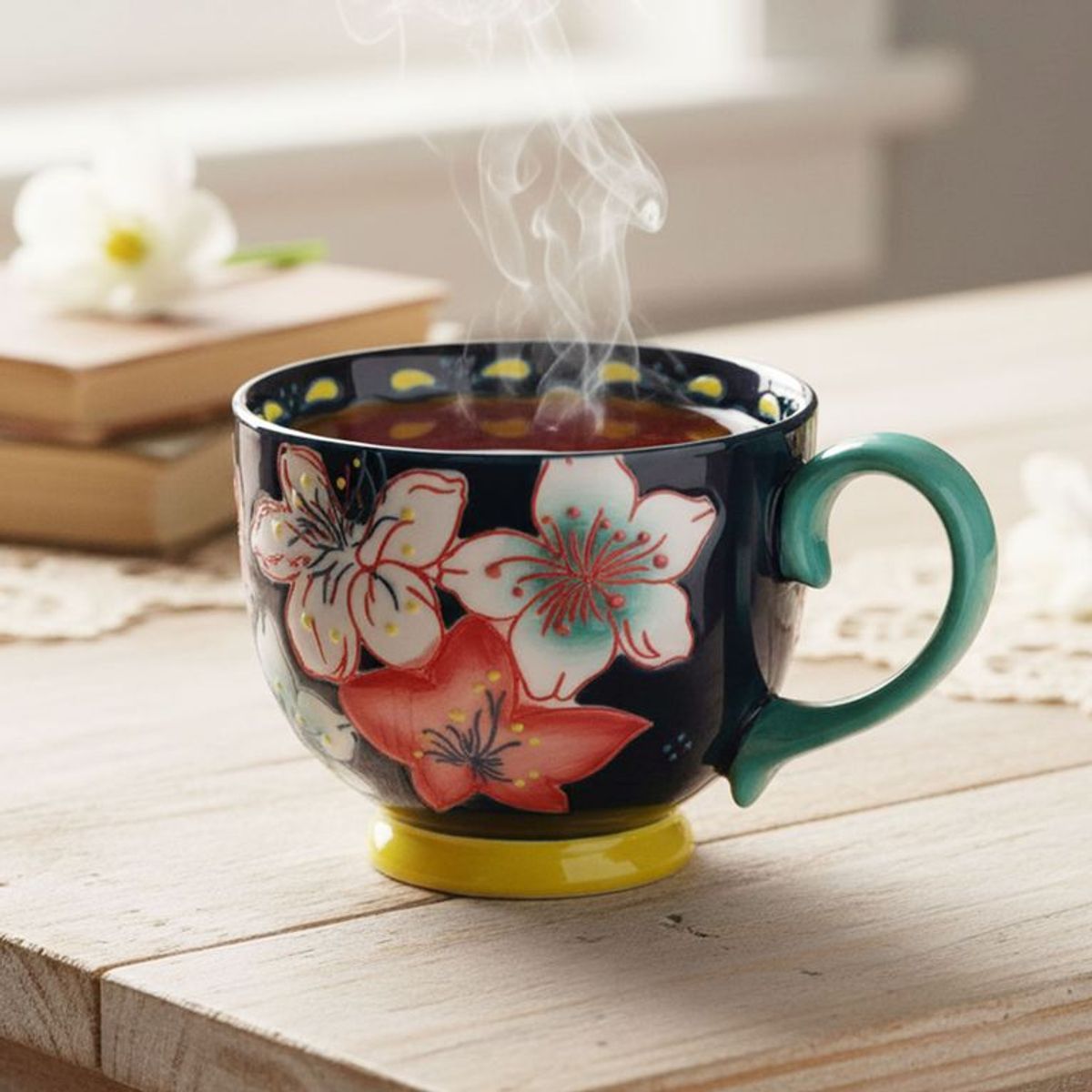 ROBERTA ALLEN - Taza Cerámica 15 cm Flori Azul