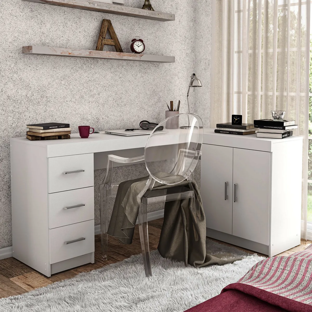 MICA - Escritorio en L Esquinero España 3 Cajones 2 Puertas