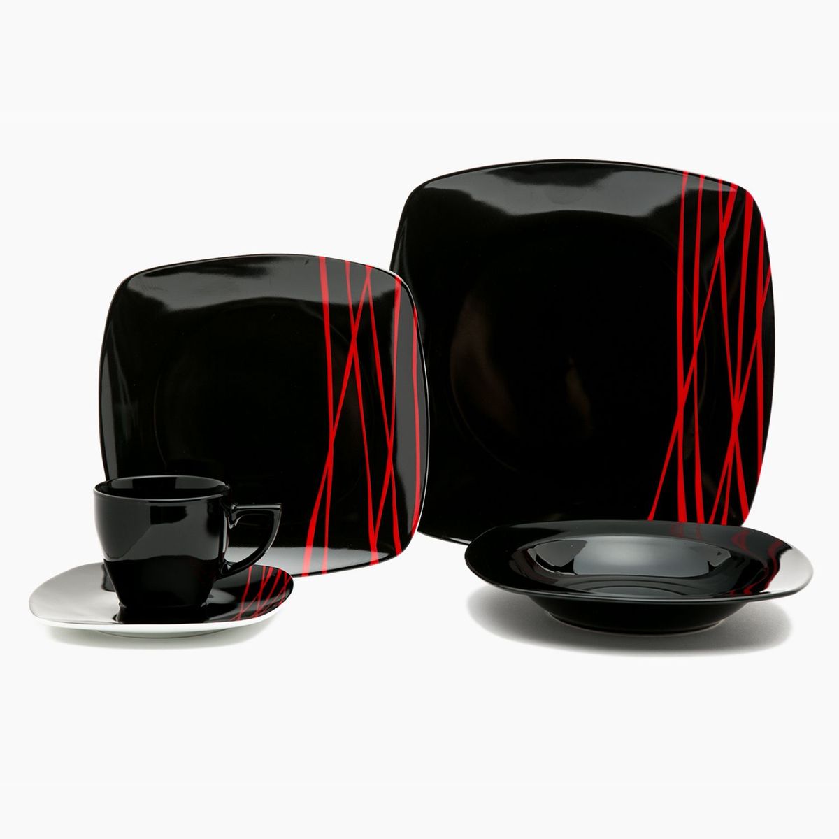 BASEMENT - Juego de Vajillas  30 Piezas Bamboo Negro