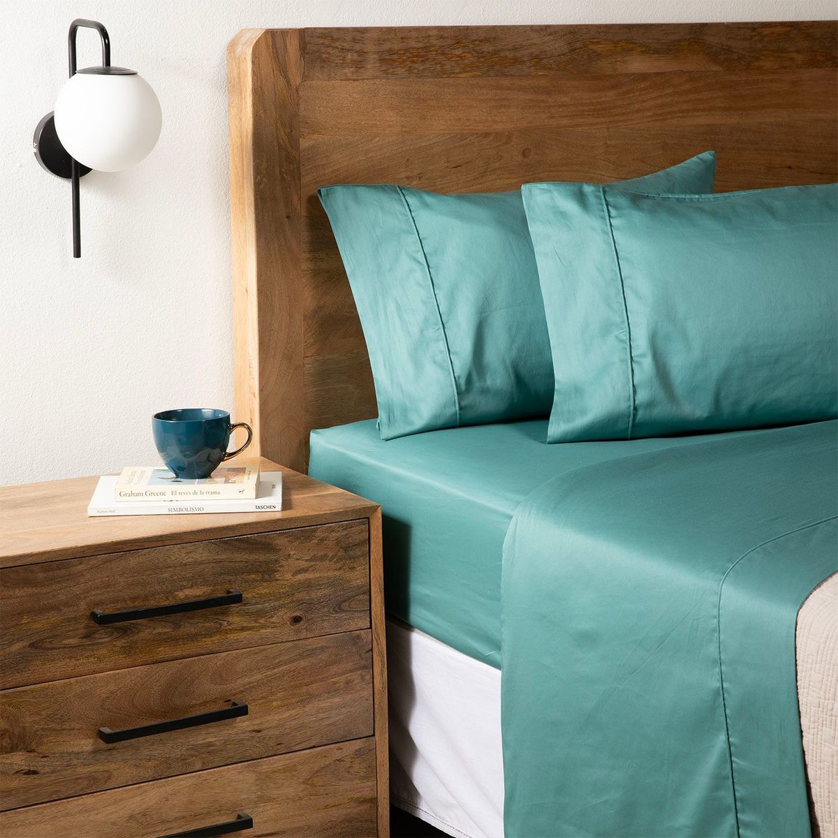 BASEMENT HOME - Juego de Sábanas Lisas 100% Algodón 300 Hilos