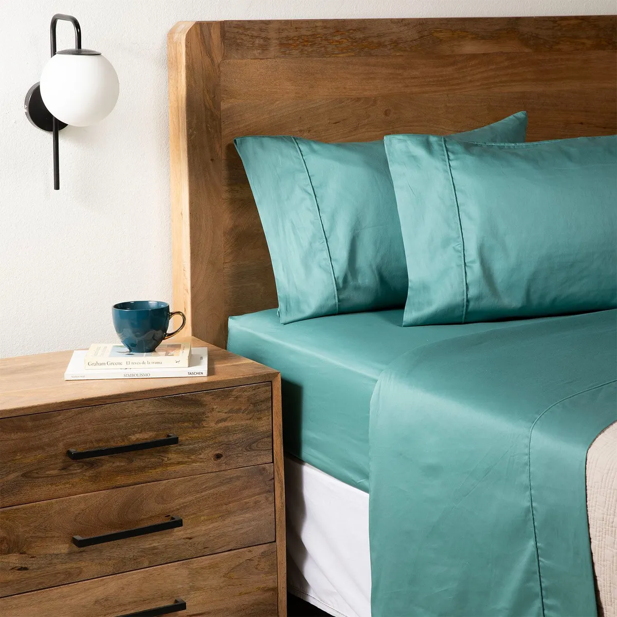 BASEMENT HOME - Juego de Sábanas Lisas 100% Algodón 300 Hilos