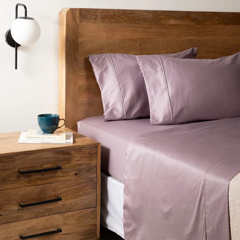 BASEMENT HOME - Juego de Sábanas Lisas 100% Algodón 300 Hilos