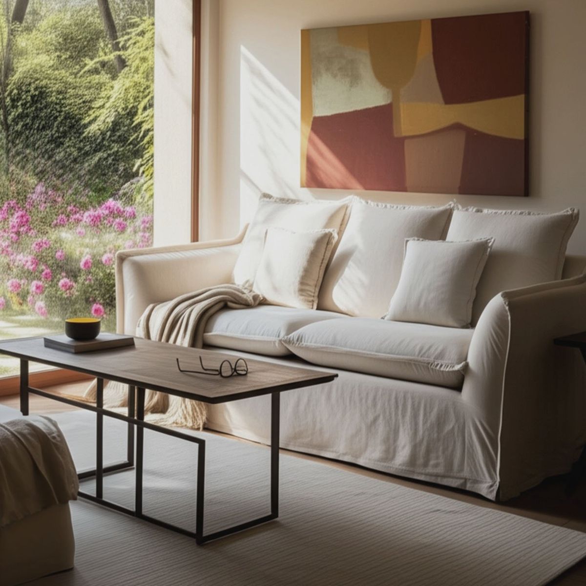 BASEMENT HOME - Sofá Atlanta 2 Cuerpos con Cojines de Plumas