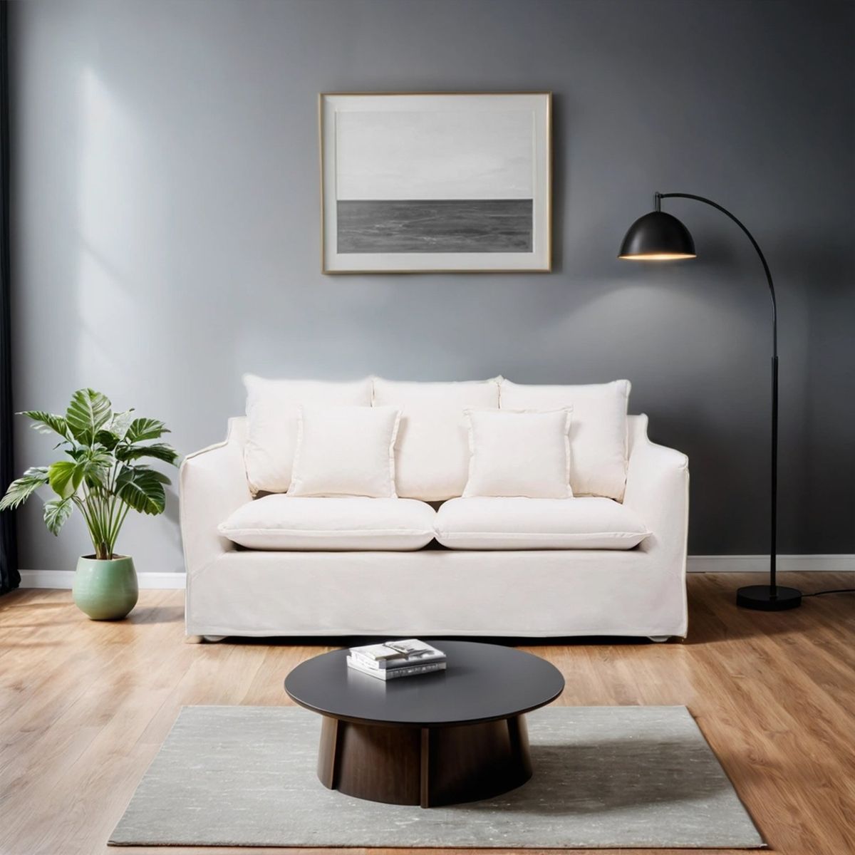 BASEMENT HOME - Sofá Atlanta 2 Cuerpos con Cojines de Plumas