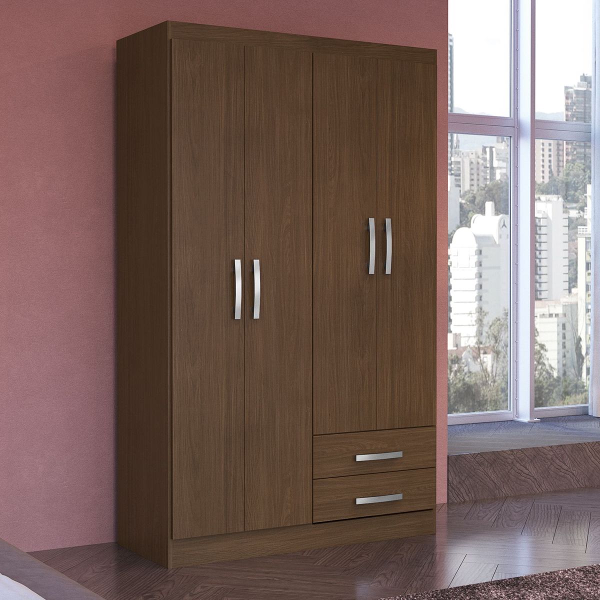 MICA - Ropero Gramado 4 Puertas 2 Cajones