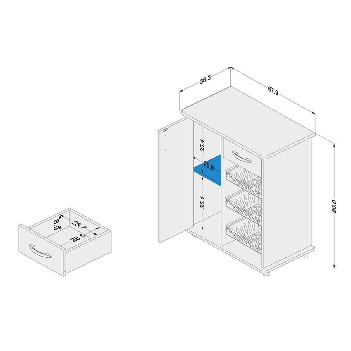 MICA - Mueble Organizador De Cocina Badalona 1 Cajón 1 Puerta