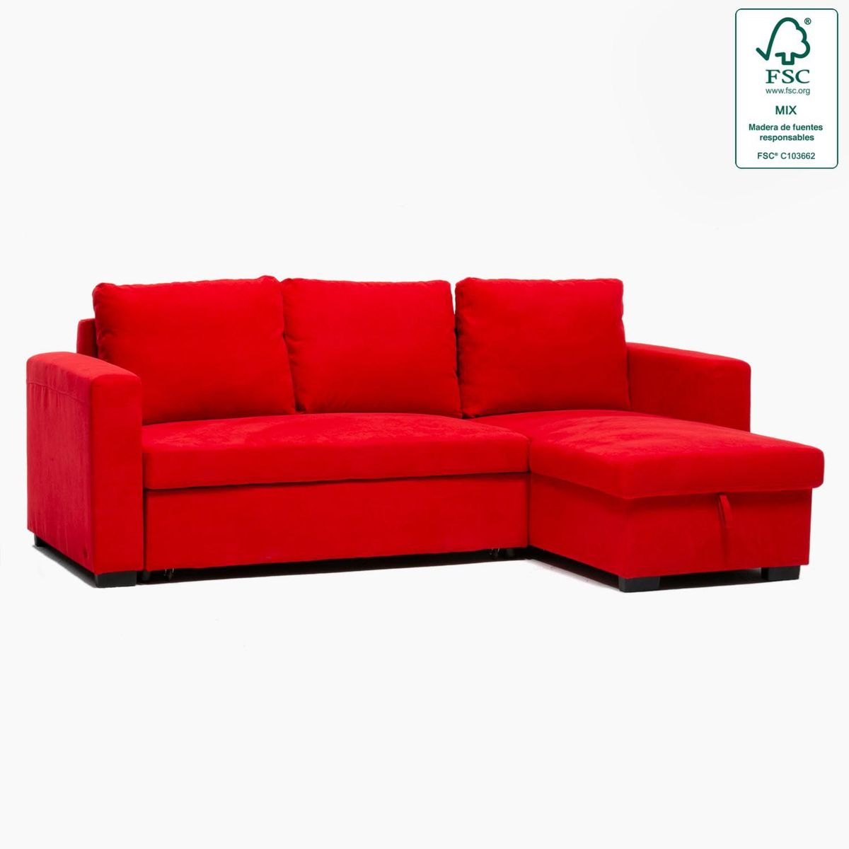 MICA - Futón Seccional Convertible Elina 3 Cuerpos Derecho 2 Plz con Almacenamiento