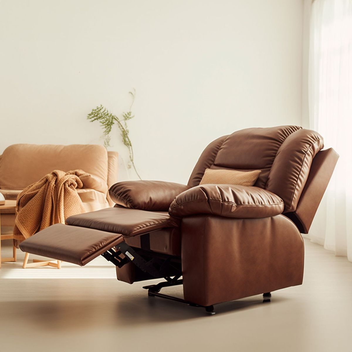MICA - Sofá Reclinable Robbie 1 Cuerpo Cuero Reconstituido