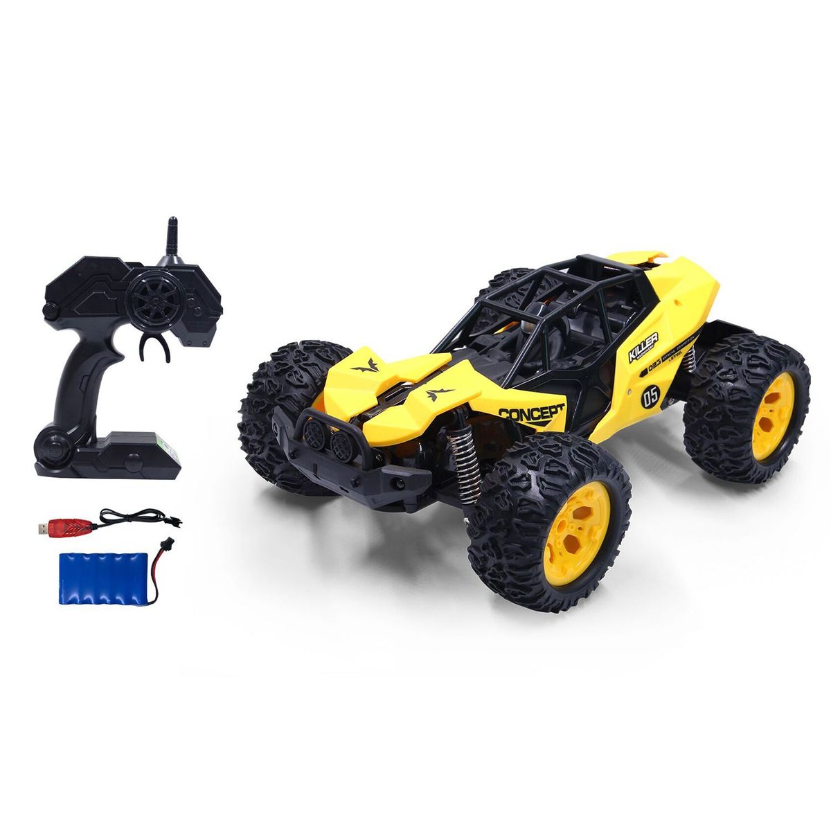 UJIE - Juguete Carro Control Remoto Super Speed Killer Amarillo 1:12