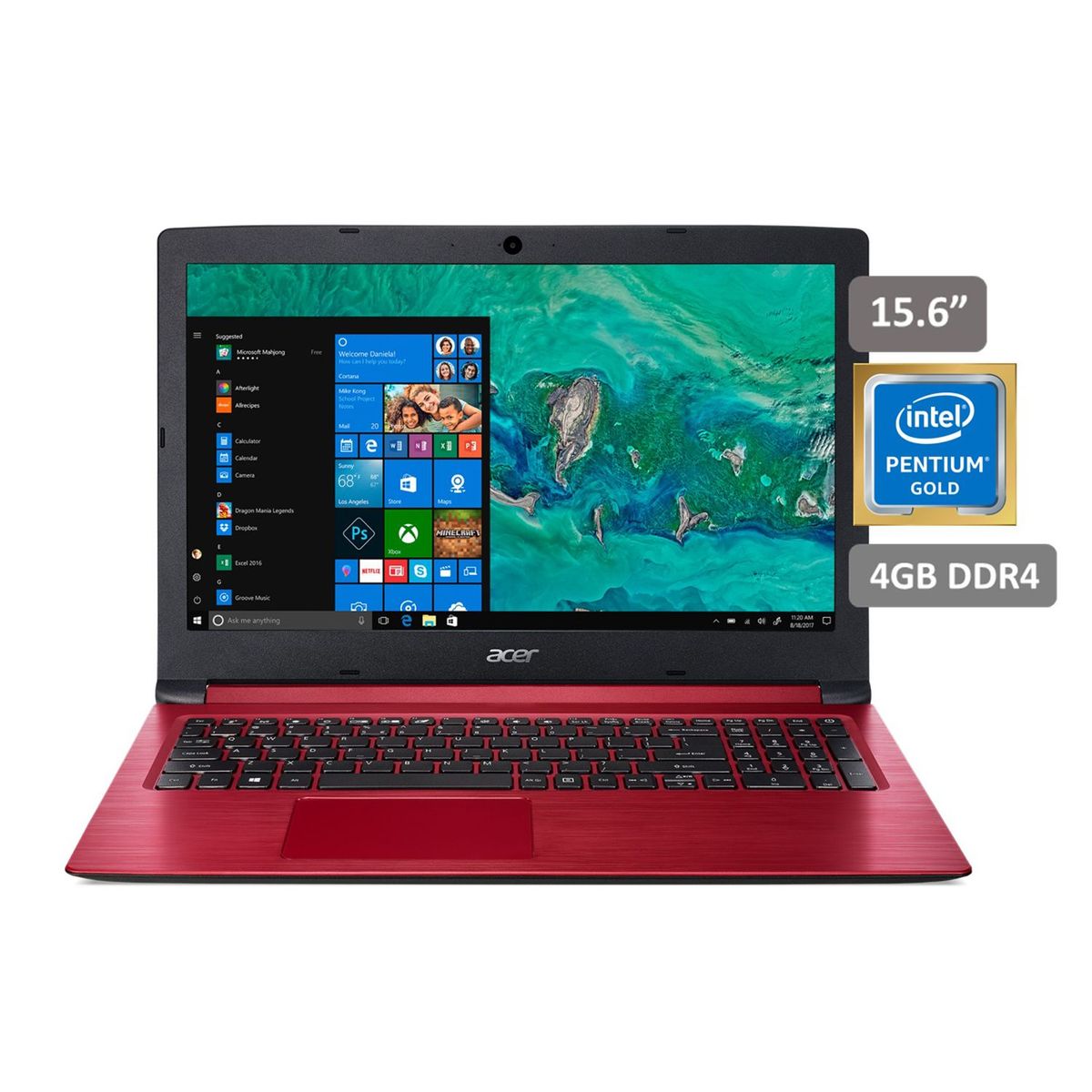 ACER - Laptop Pentium Gold 15.6" 4GB 500GB Red