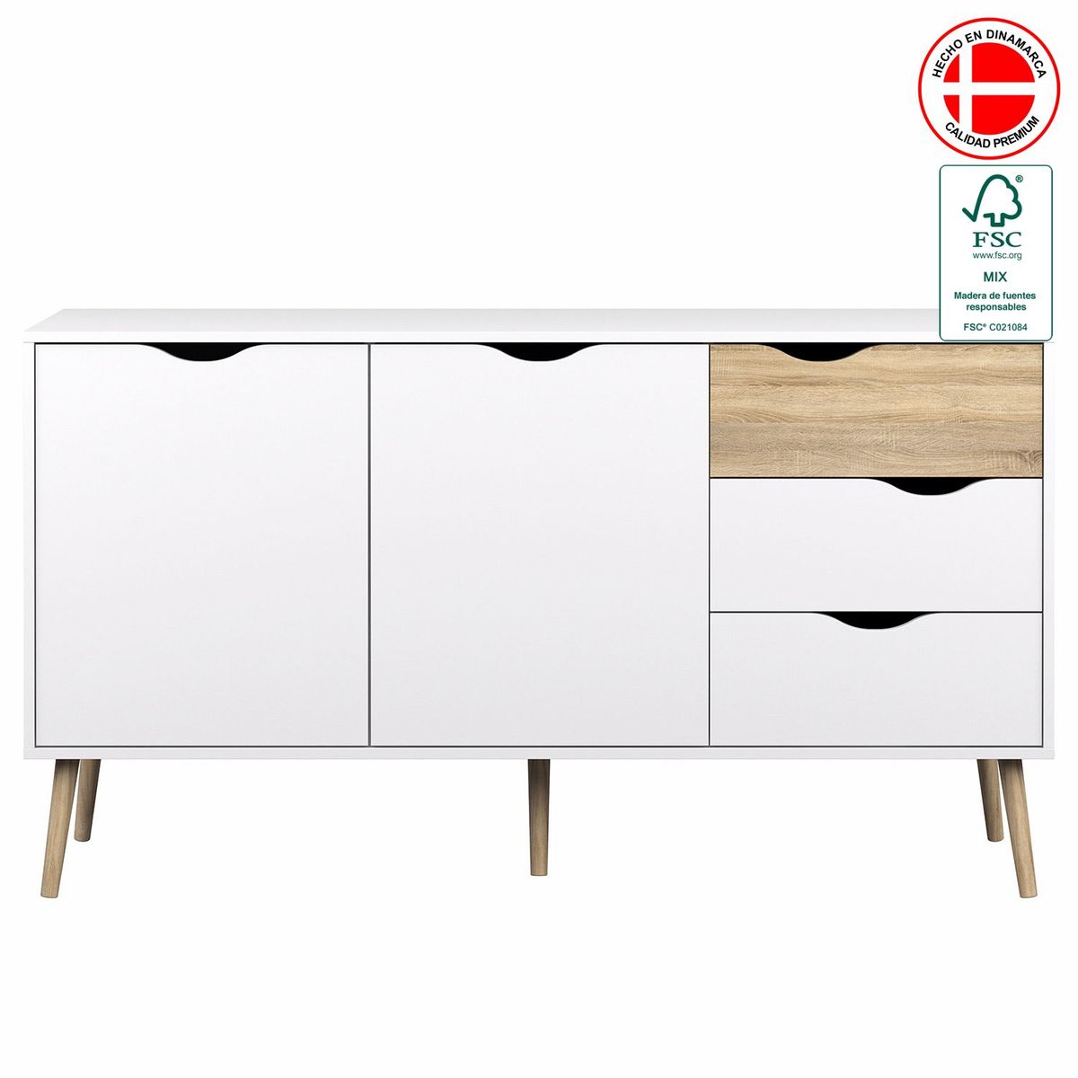 TVILUM - Aparador Oslo 2 Puertas 3 Cajones