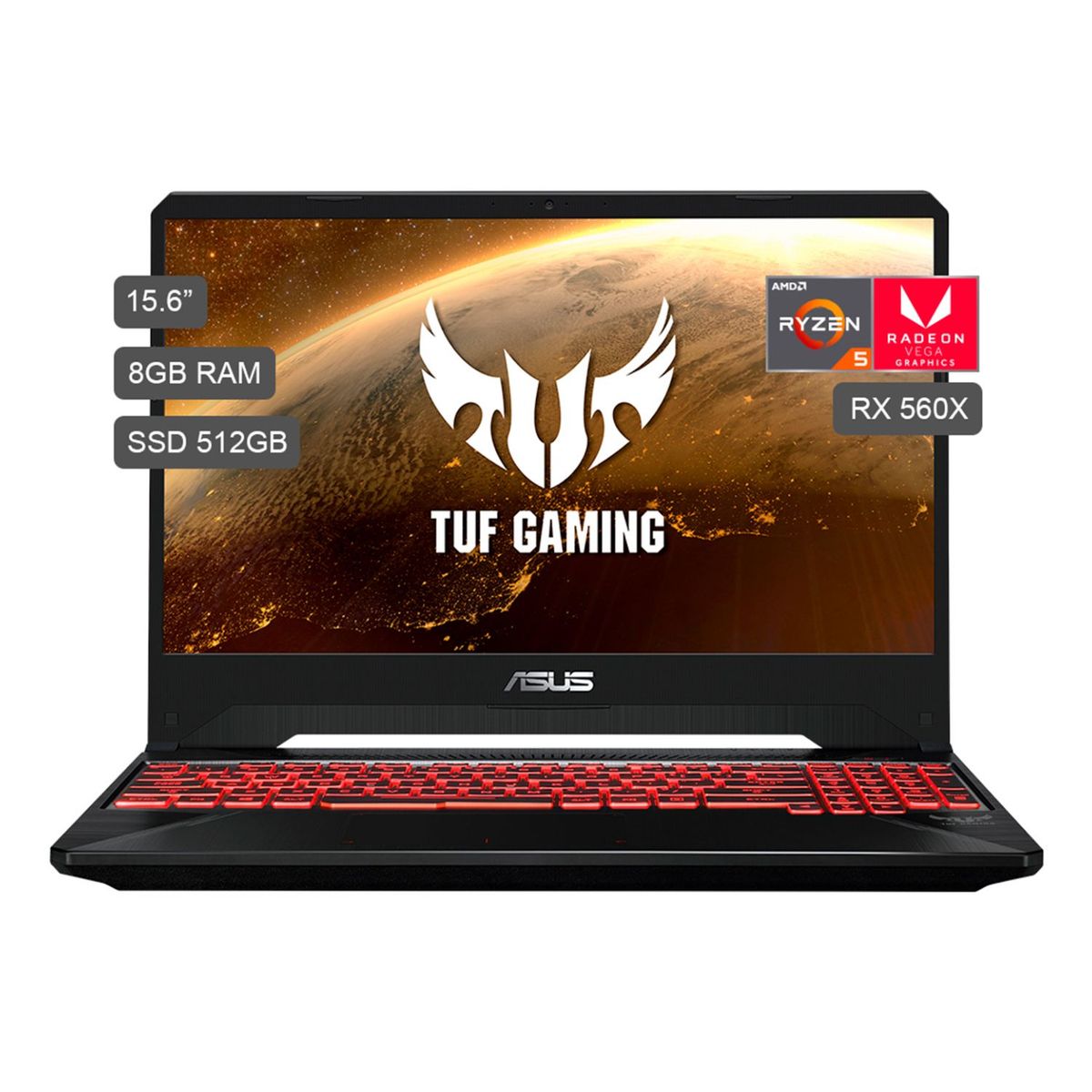ASUS - Laptop TUF Gamer Ryzen 5-3550H 512GB SSD 8GB + Video AMD RADEON RX560X 4GB