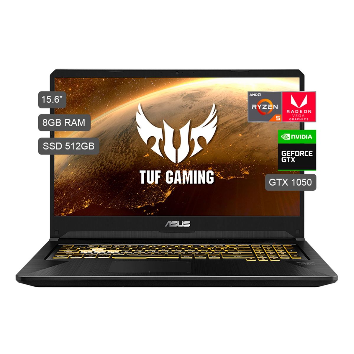 ASUS - Laptop Gamer TUF FX505 15.6" Ryzen 5 512GB SSD 8GB RAM + Video NVIDIA GeForce GTX1050 3GB