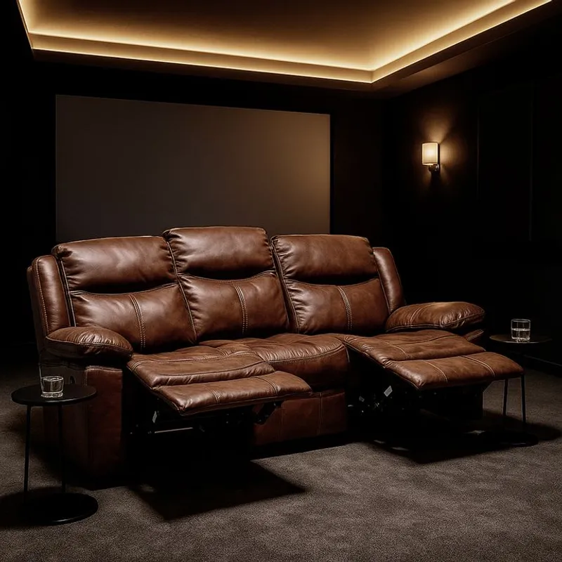 BASEMENT HOME - Sofá Reclinable Kanye 3 Cuerpos Cuero Combinado