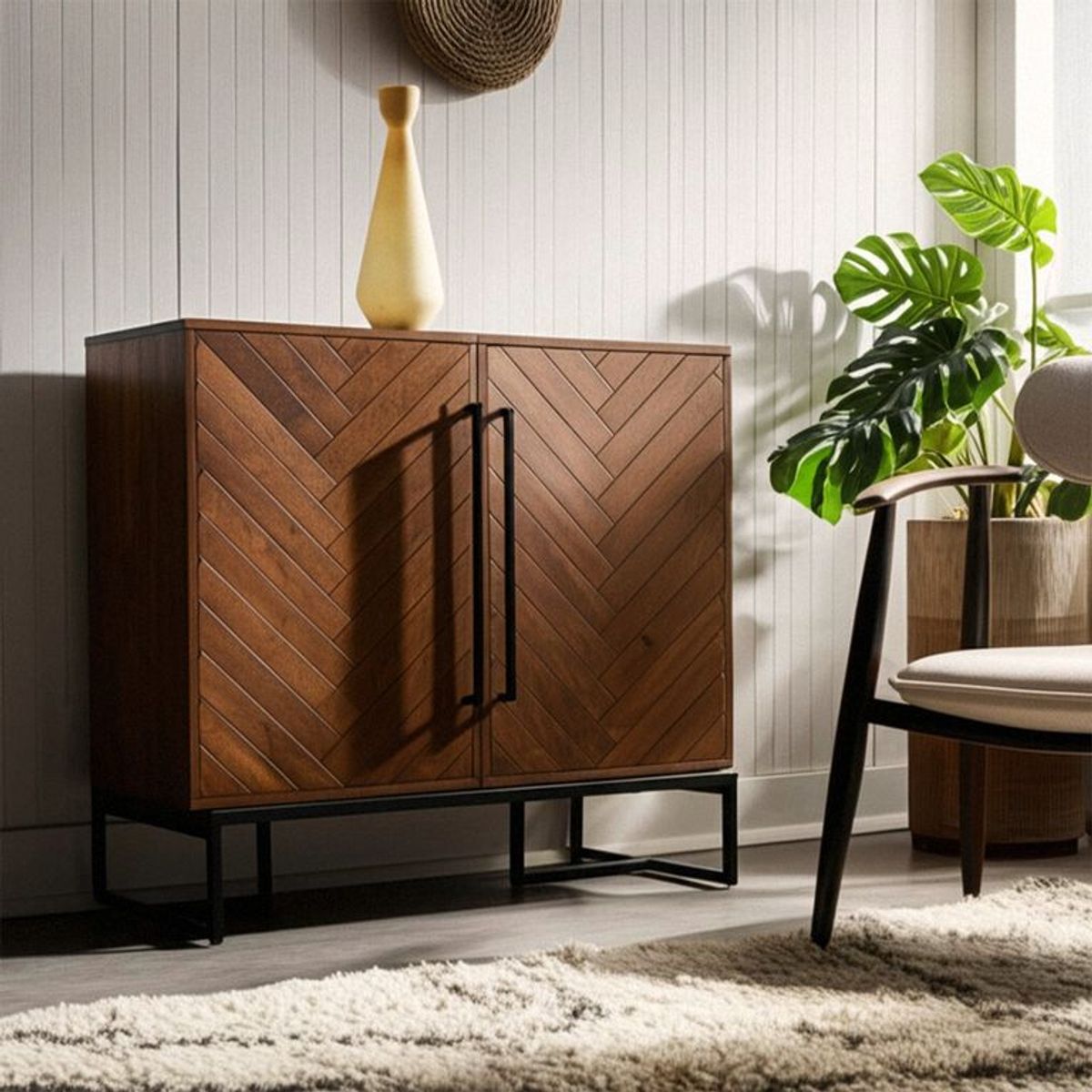 BASEMENT HOME - Bar Baco 2 Puertas 1 Cajón (porta Copas Y Porta Botellas)