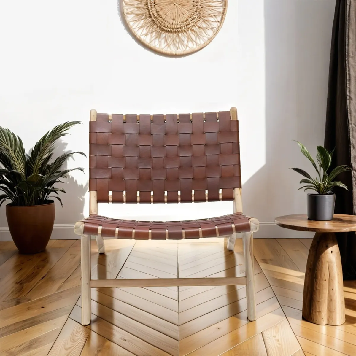 BASEMENT HOME - Butaca New Mindi Trenzada de Cuero 1 Cuerpo