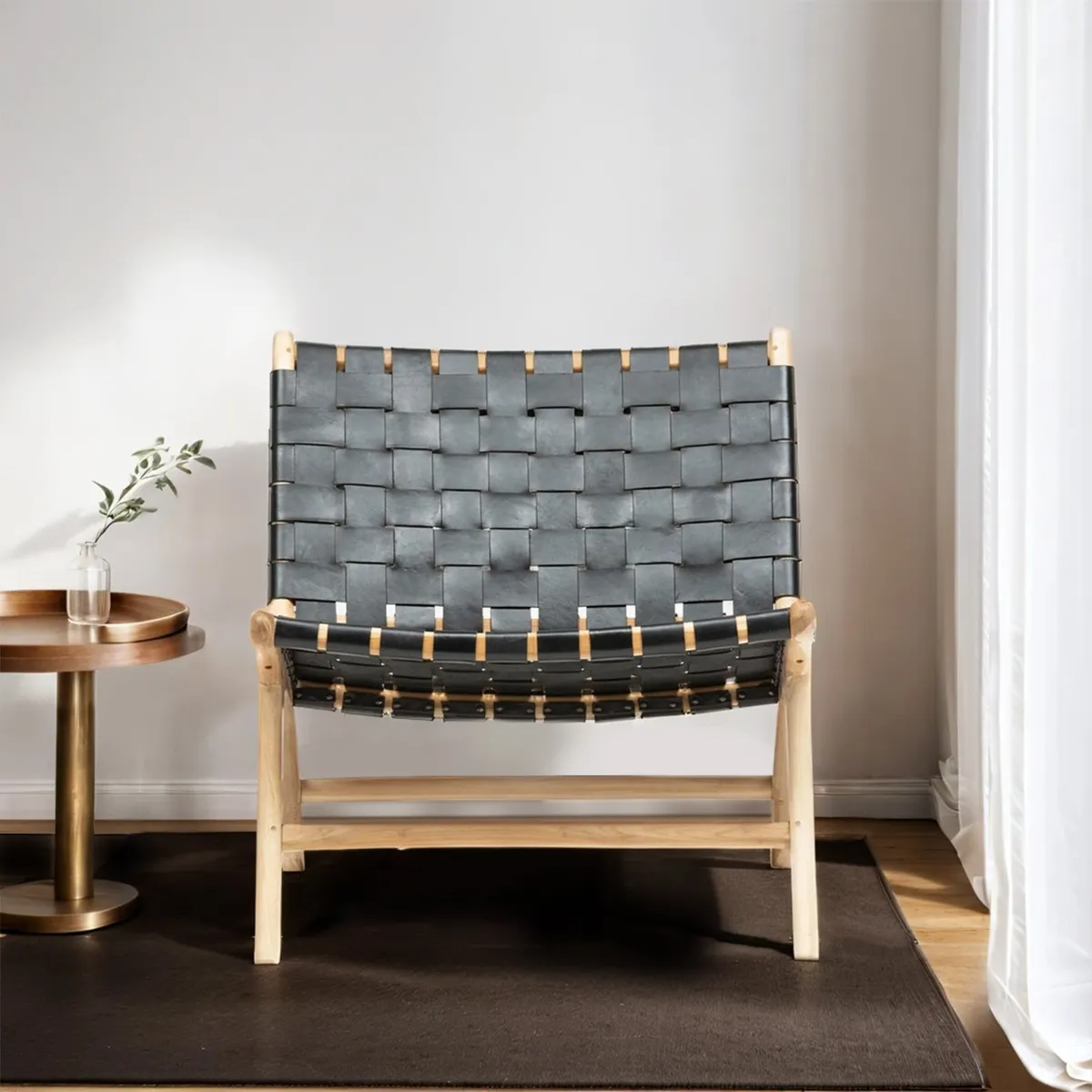 BASEMENT HOME - Butaca New Mindi Trenzada de Cuero 1 Cuerpo