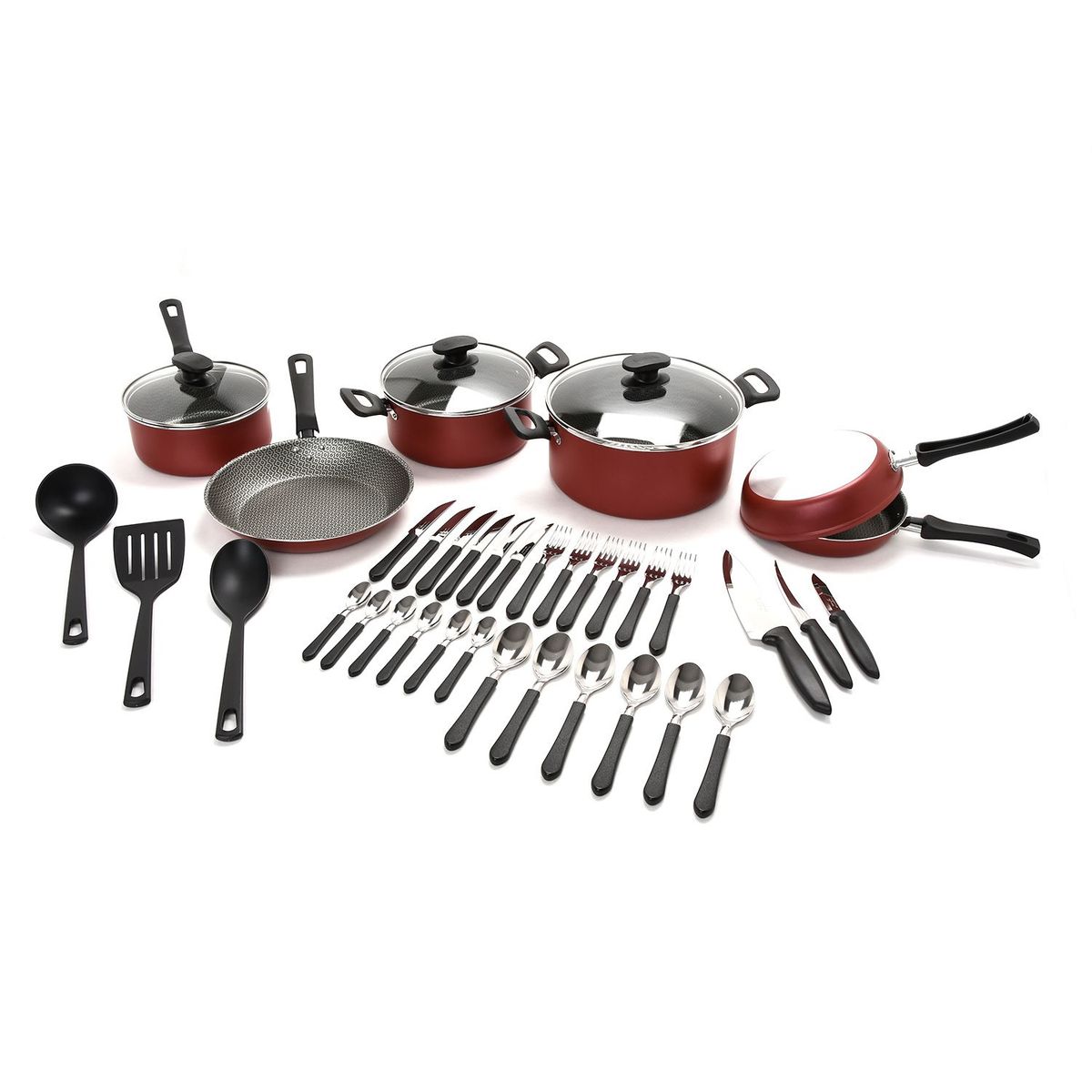 TRAMONTINA - Juego de Ollas 38 Piezas Antiadherente Loreto