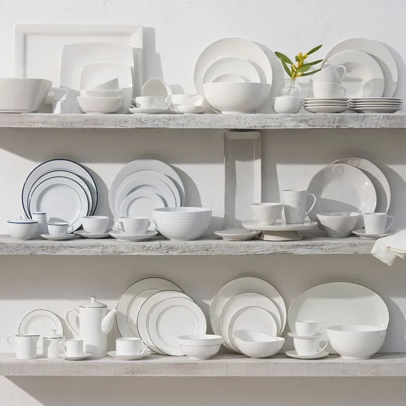 Juego de Vajilla Porcelana 30 Piezas Blanca Puntos ROBERTA ALLEN