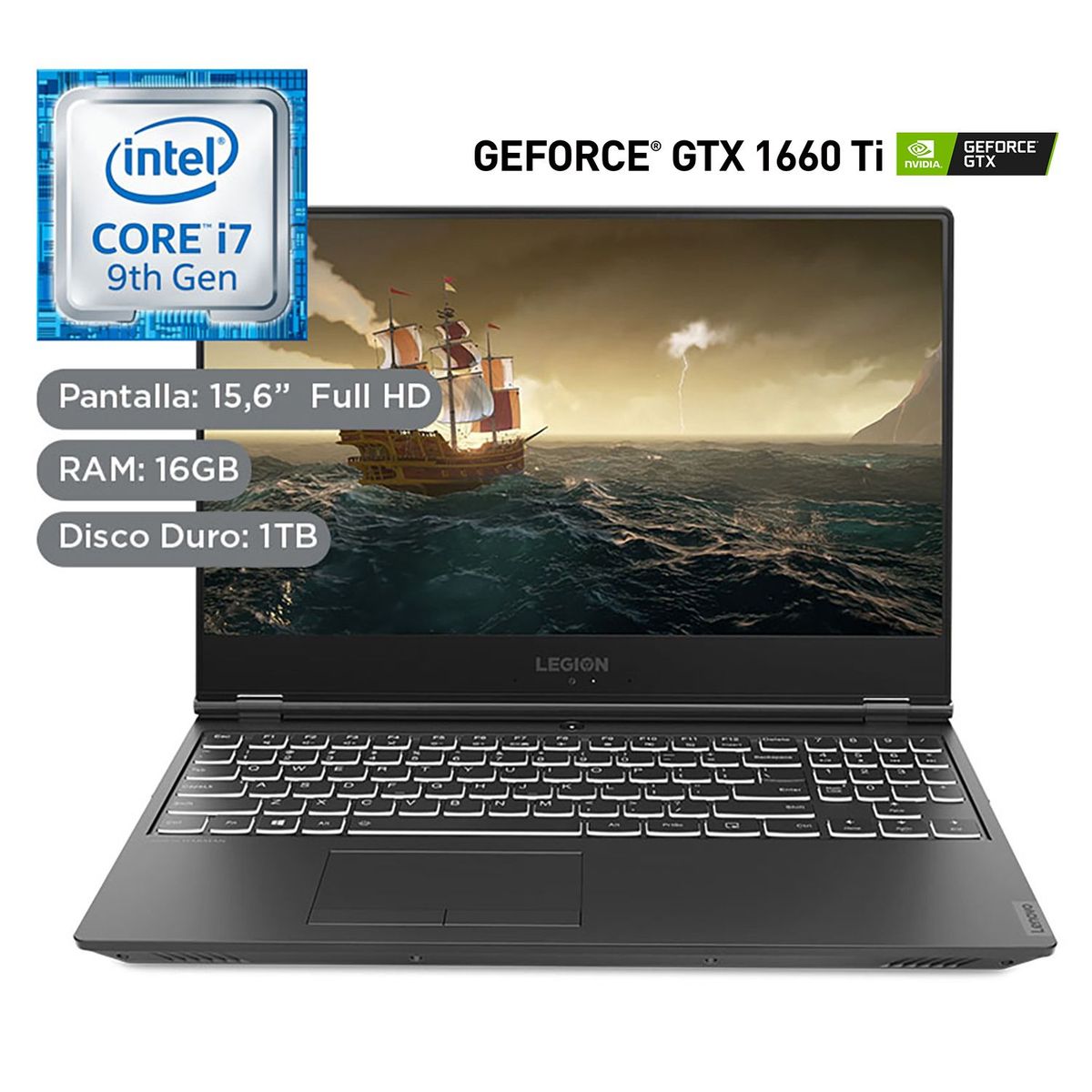 LENOVO - Laptop Gamer Legion Y540 15.6" Core i7 9vna Gen 16GB RAM 1TB SSD + 6GB Video NVIDIA GeForce GTX 1660 Ti